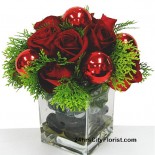 Red Rose in Cube vase