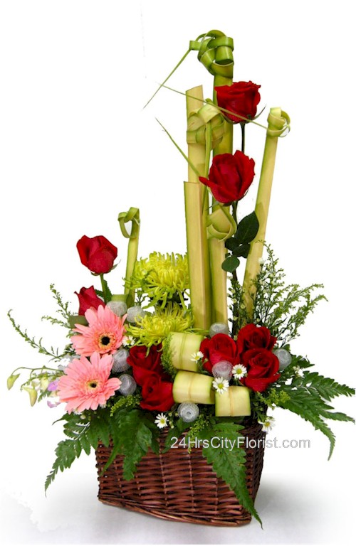 Mix Flowers Basket Arrangement 24 Hours Flower Shop In Singapore