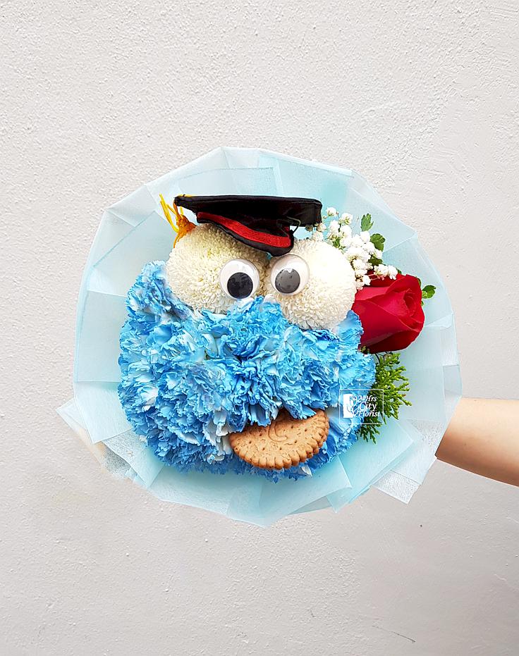 Cookie Monster Graduation - Cookie Monster Designed Bouquet,Carnations,Chrysanthemom - Graduation Flower
