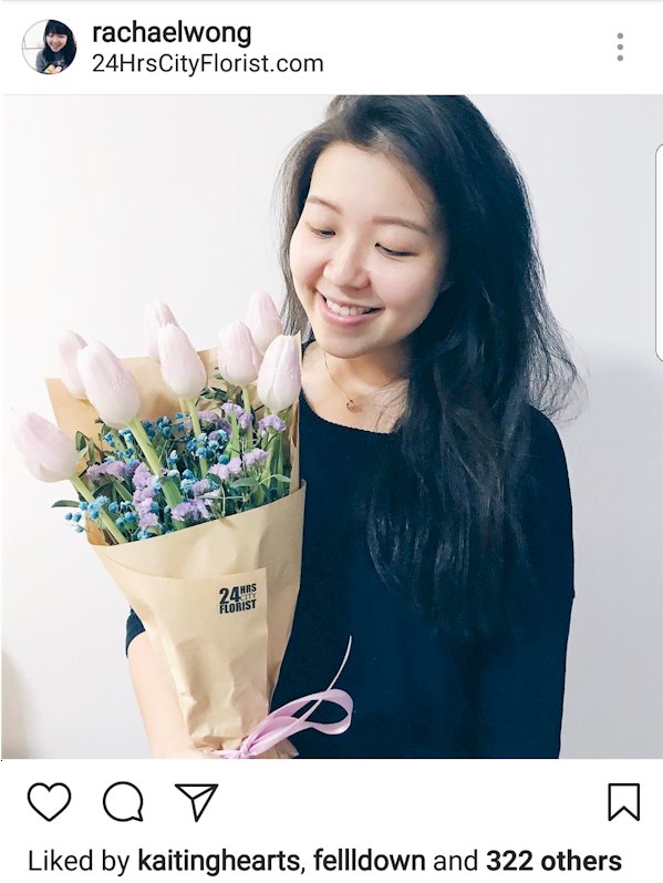 Rachael with tulip bouquet