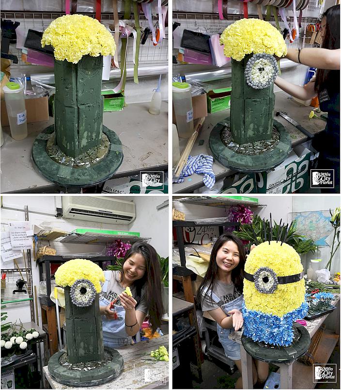 Arranging giant flower minion