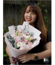 Pink rose hand bouquet