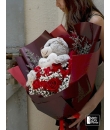 bear with flower bouquet