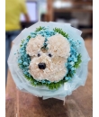 Puppy Kisses - An Adorable Puppy Face Arranged with Fresh Carnations in a Bouquet