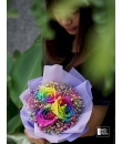 Rainbow Trio - Rainbow Roses,Coloured Baby’s Breath  - Graduation Flower Delivery Singapore