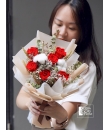 Prima Dona -  Preserved Red Rose,Cotton Flowers,Dried Fillers -  Preserved Flower Bouquet Singapore