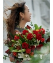 lily and red rose bouquet