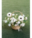 white floral garden basket