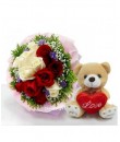 rose bouquet with bear