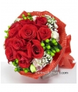 red rose bouquet in black wrapping