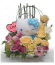 hello kitty arrangement - hello kitty soft toy arranged with fresh flowers 