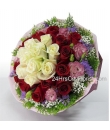 red and white rose bouquet