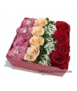 Flowers In Box - Red Roses Arranged in Black Flower Box