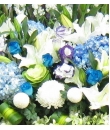 Calmness -  Oriental white lily, gladiola, purple/blue hydrangea, blue rose, eustoma, orchids, brassica, mathiolas, chrysanthemom -  Condolence Flowers Singapore 