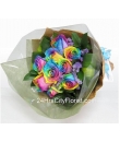 rainbow rose hand bouquet