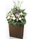 Sympathy flowers -  Majestic brassica, soft lavender roses, white oriental lilies, chrysanthemums, poms -  Flower for Condolence Singapore 