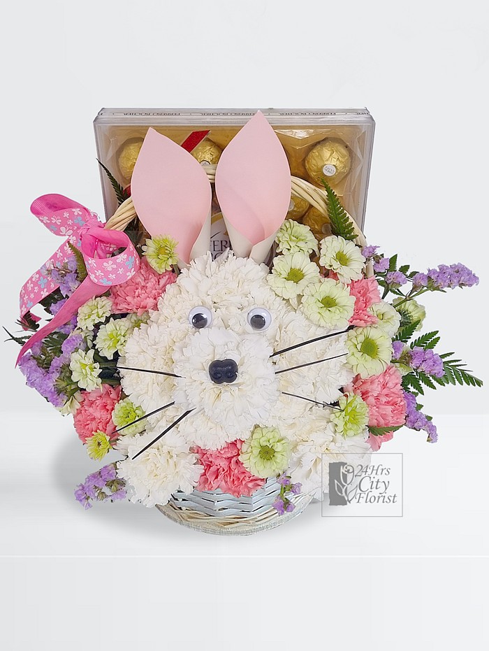 Rabbit Flower Basket - Gift Basket with Chocolate