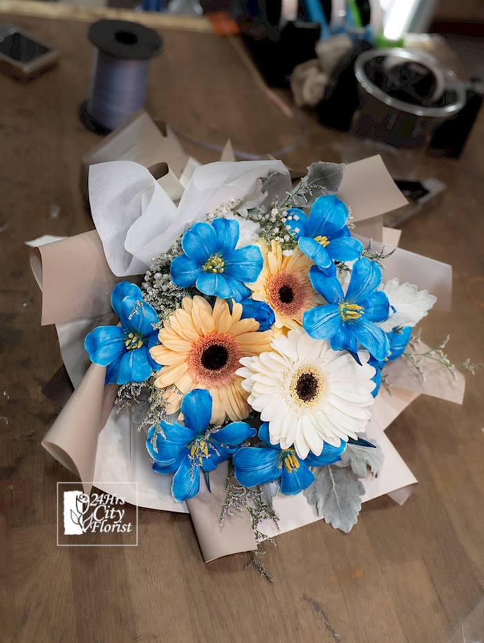 Blue Moon Bloom - blue tulip bouquet