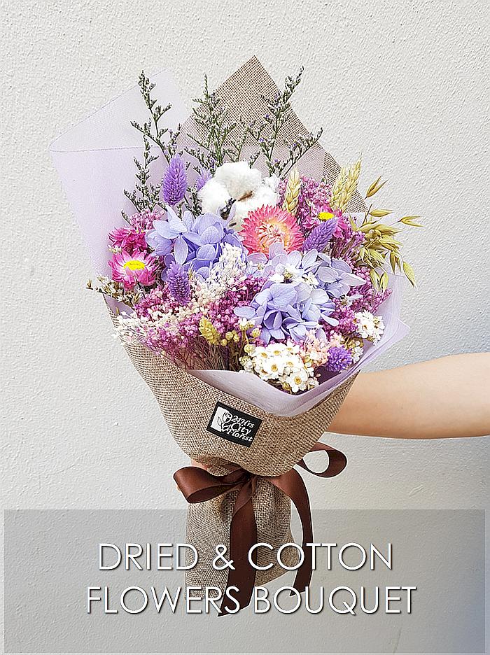 Rustic Mix - Cotton And Dried Flowers -  Dried Preserved Flowers