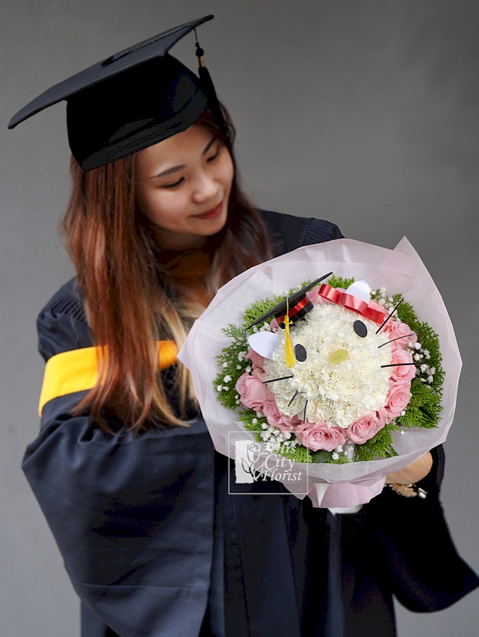 Hello Kitty Graduation Bouquet - Hello Kitty Designed Flower, Fresh Flower -   Singapore Graduation Bouquet