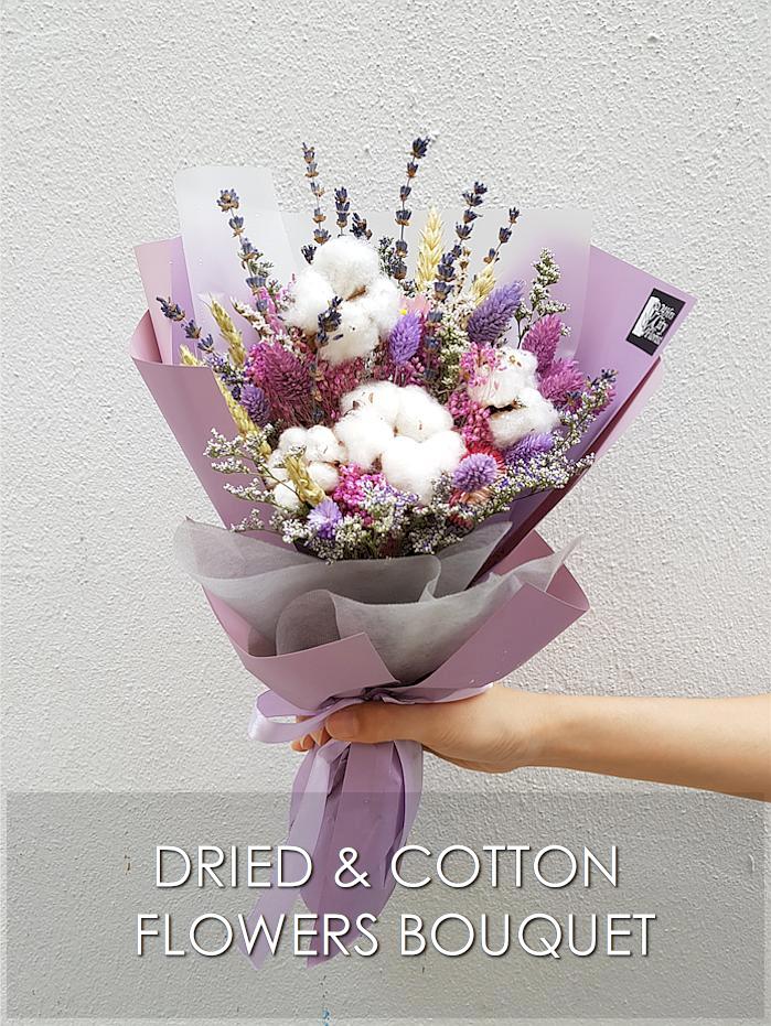 Lavender -  Dried Flower,Lavender Flowers,Cotton Flowers -  Dried Flower Bouquet Singapore