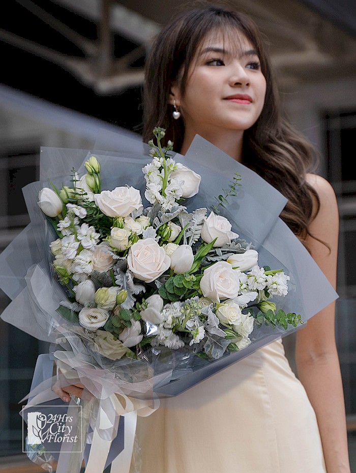 Lasting Passion - White Flower Bouquet Singapore