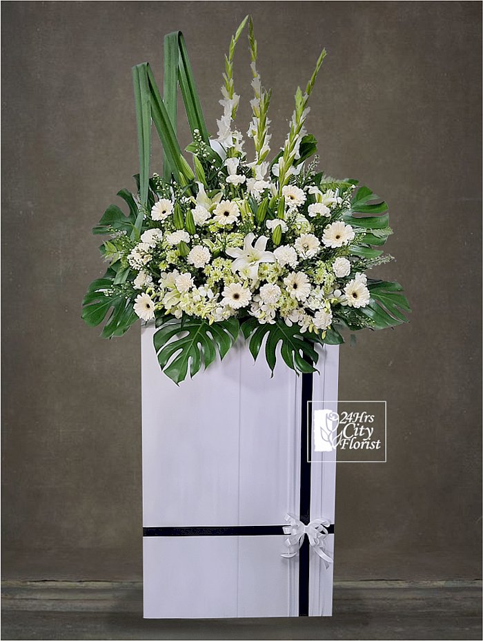 Empathy -  Gladiolas, lilies, chrysanthemums and poms -  Flower of Condolence 