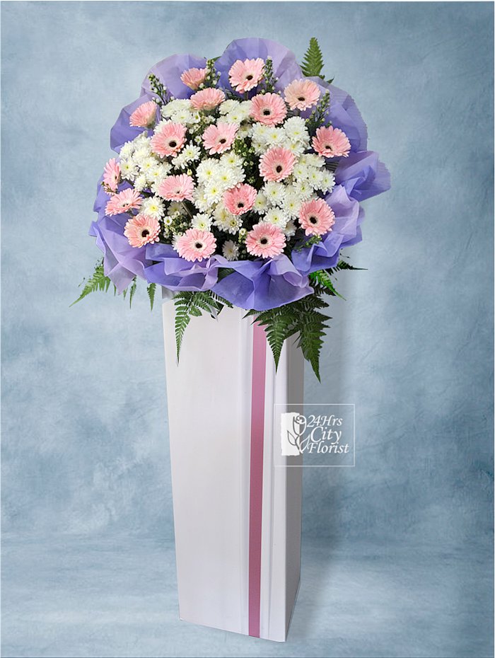 Calm Sympathy -  Pink Gerberas, chrysanthemums, pink carnations - Flower of Condolence