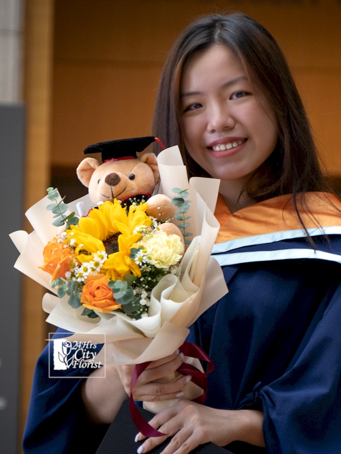 Blaze - Graduation Bouquet With Sunflower and Bear 