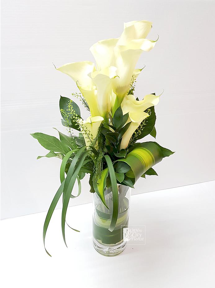 Calla Lily in Glass Vase - 24Hrs City  Florist