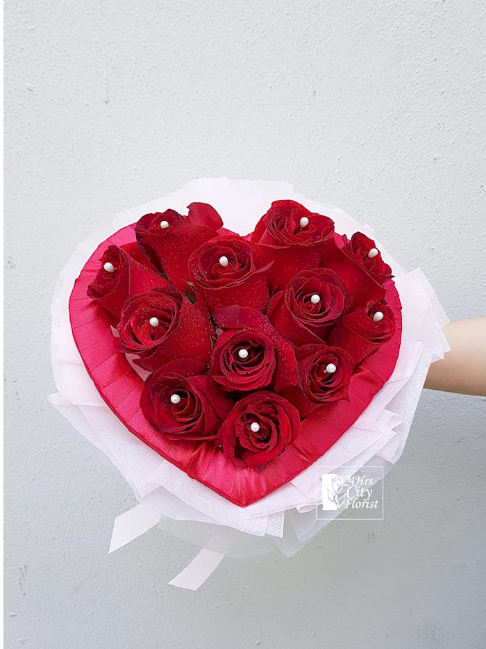 Heart Shape Red Rose Bouquet