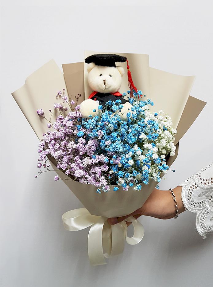 graduation baby's breath bouquet