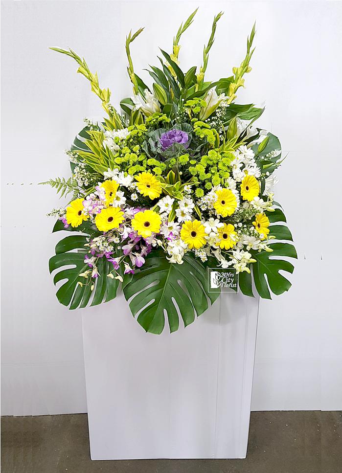 Lovingly Fresh Condolence Bouquet c/w stand 100 fresh flowers Approx