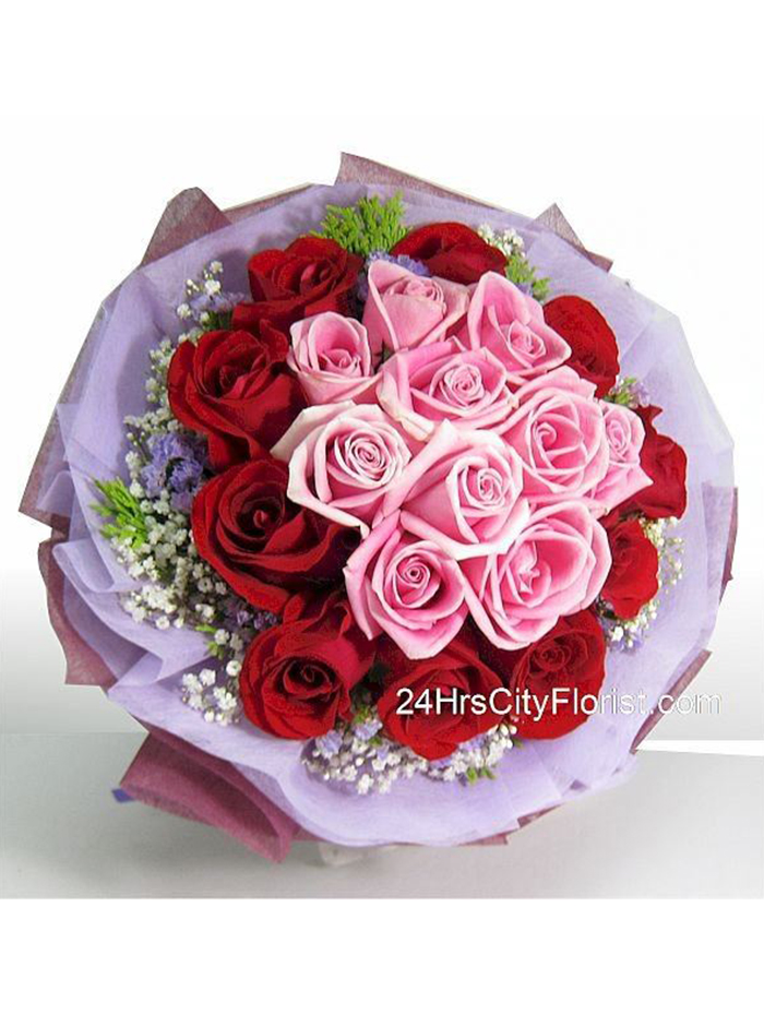 red and pink rose bouquet - rose bouquet