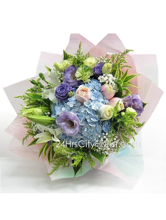 Hydrangea Grace a Blue Hydrangea Bouquet  - 24Hrs City Florist