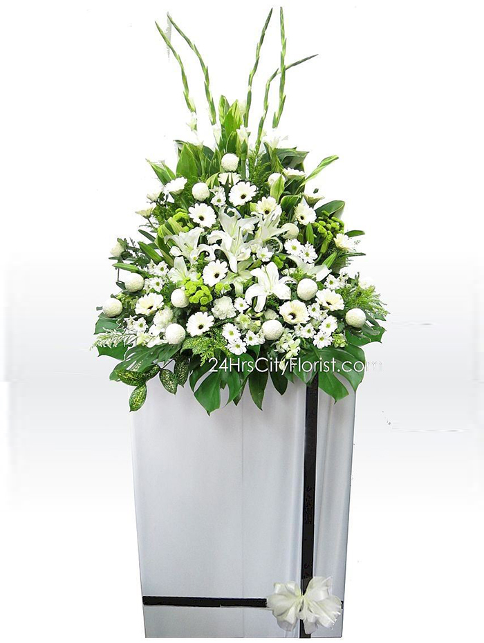 Condolence Wreath Delivery -  Gladiolas, lilies, gerberas, carnations, chrysanthemoms -  Flower of Condolence 