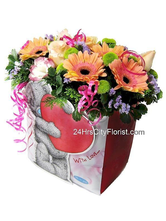 flowers in paper bag