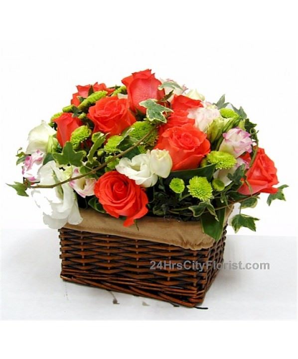 Orange Rose Basket