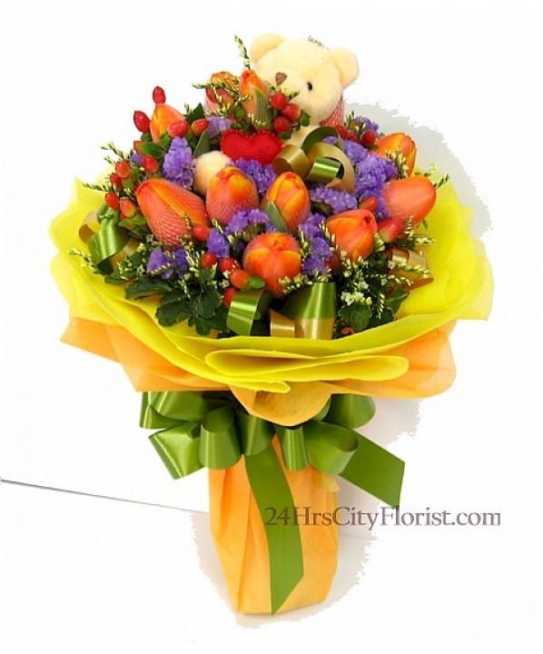 Felicitous - Orange Tulip Bouquet - 24Hrs City Florist
