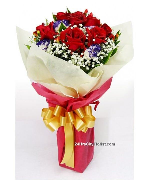red rose standing bouquet