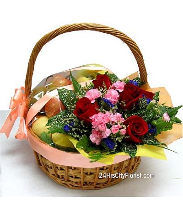 fruits and flower basket
