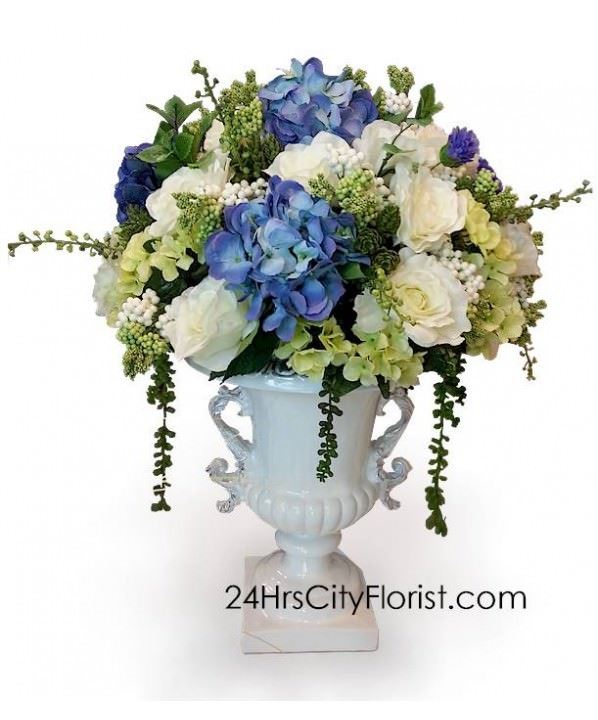 Silk Flower Arrangement in Classic Vase