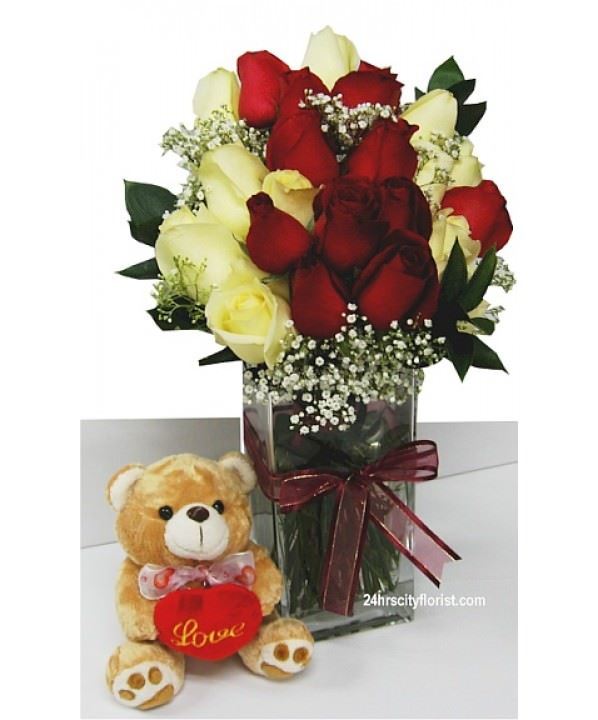 roses with bear