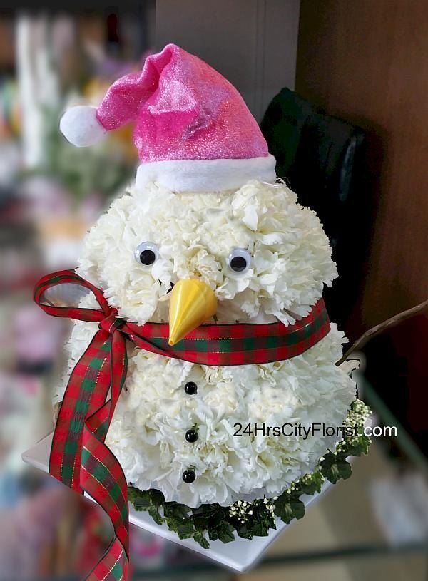 snowman flower arrangement